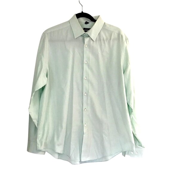 Van Heusen Slim Fit Fresh Defense Wrinkle-Free Dress Shirt 17 34/35 Light Green - Picture 1 of 5